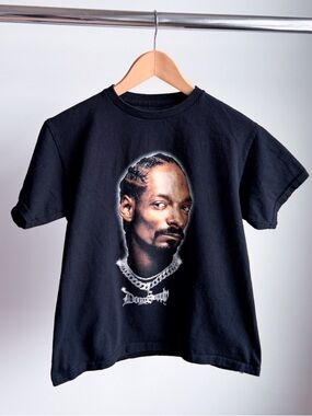 Snoop Dogg Portrait Graphic Baby Tee * Dogg Supply Black Rap Shirt Small 18x22.5